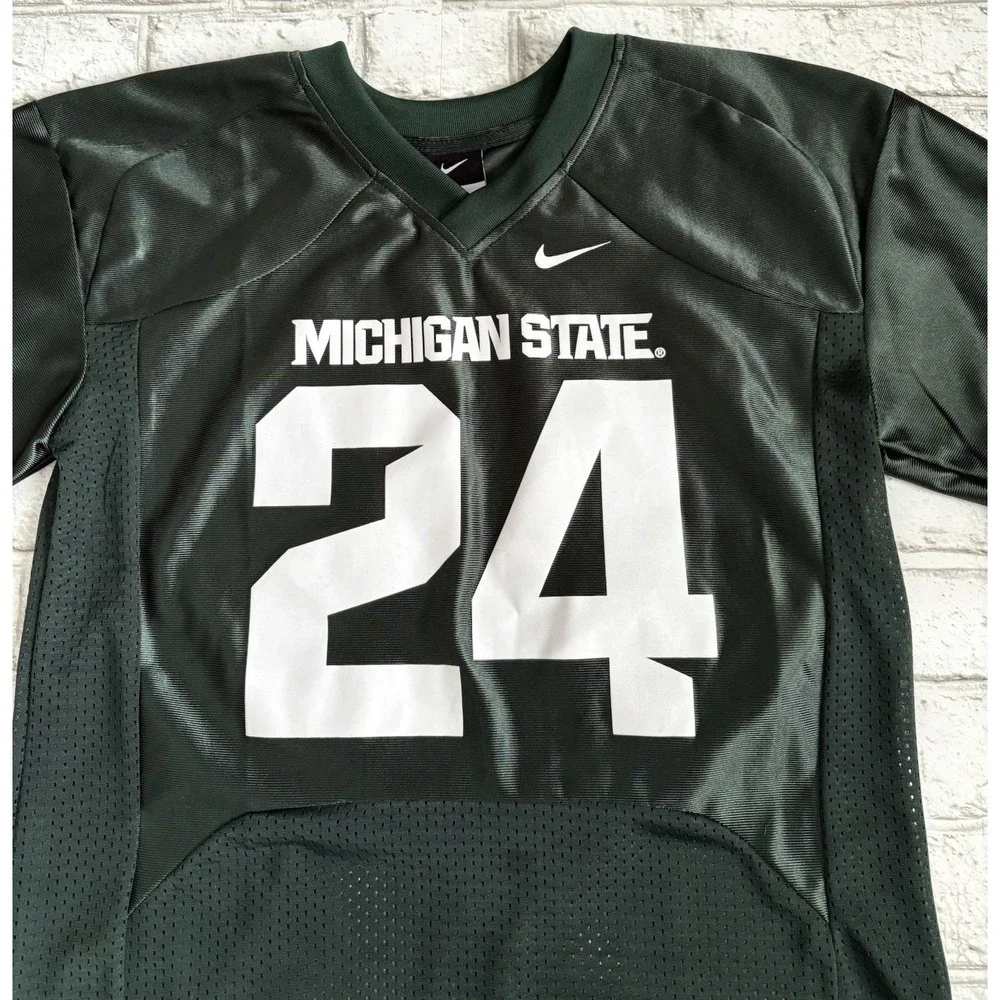 Michigan State Spartans #24 Green Youth Size‎ M College Football Jersey
